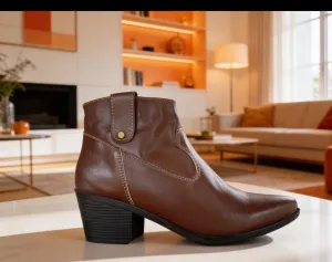 BOTA CUERO MARRON DAMA